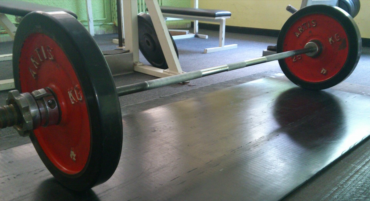 Barbell on the floor